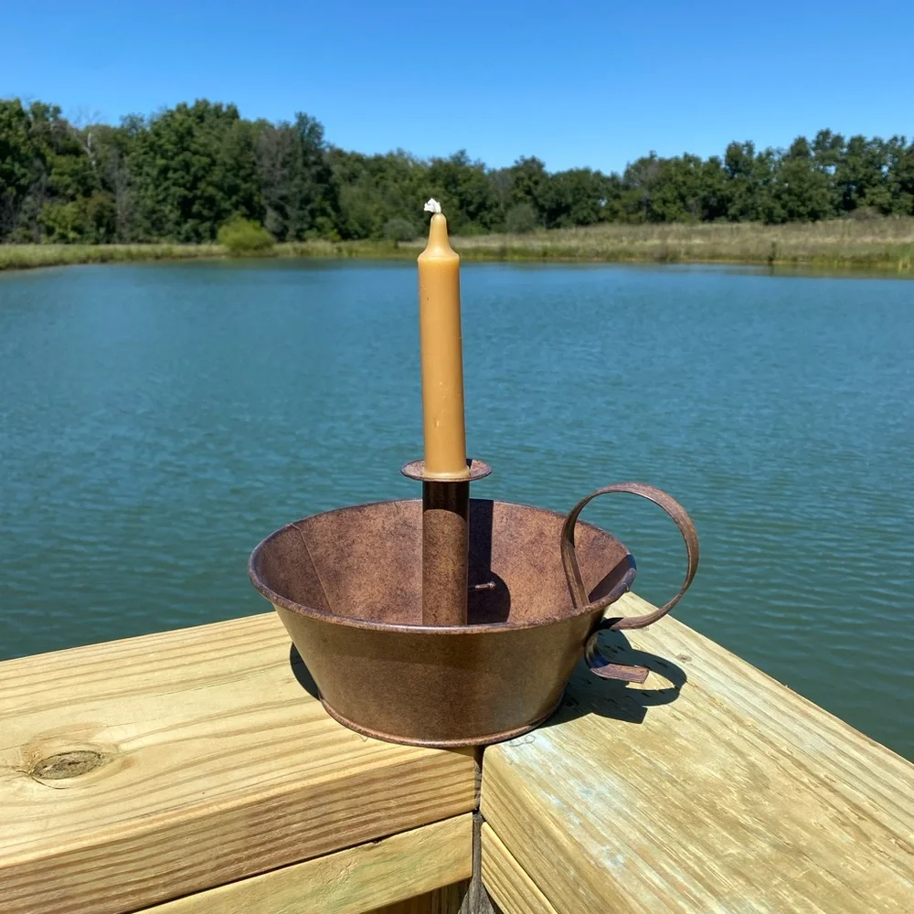 Rustic Brown primitive decor courting Metal Candle Holder